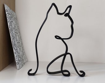 Minimalist french bulldog sculpture, tabletop figure french bulldog, line art, home decor, french bulldog