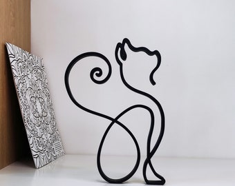 Minimalist cat sculpture, cat minimalist art sculpture, tabletop figure cat, abstract cat sculpture, home decor, gift for cat lover