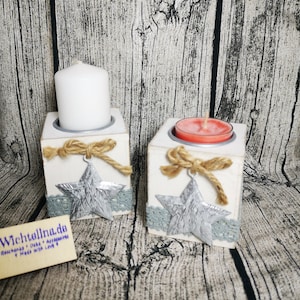 Candle Holder White Silver Shabby Vintage Star Advent Wreath Winter Tealight Holder Christmas Candle Holder Candle Wood