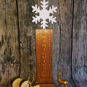 Illuminated Decorative Element XMAS Winter Dream Christmas Tree White Wood Snowflake Christmas Advent Decoration image 2