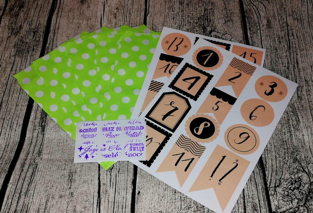 24 Paper Bags Stickers Advent Calendar to Make Yourself With Etsy
