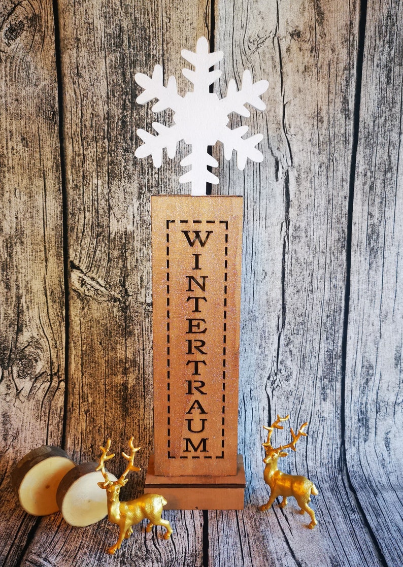 Illuminated Decorative Element XMAS Winter Dream Christmas Tree White Wood Snowflake Christmas Advent Decoration image 1