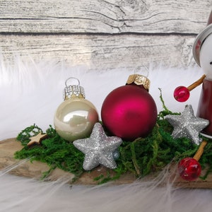 Advent set with upcycled gnome from Nespresso capsules driftwood nature Christmas decoration lucky charm star glass ball Christmas decoration image 3