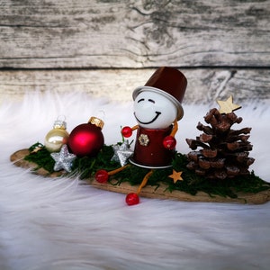 Advent set with upcycled gnome from Nespresso capsules driftwood nature Christmas decoration lucky charm star glass ball Christmas decoration image 2