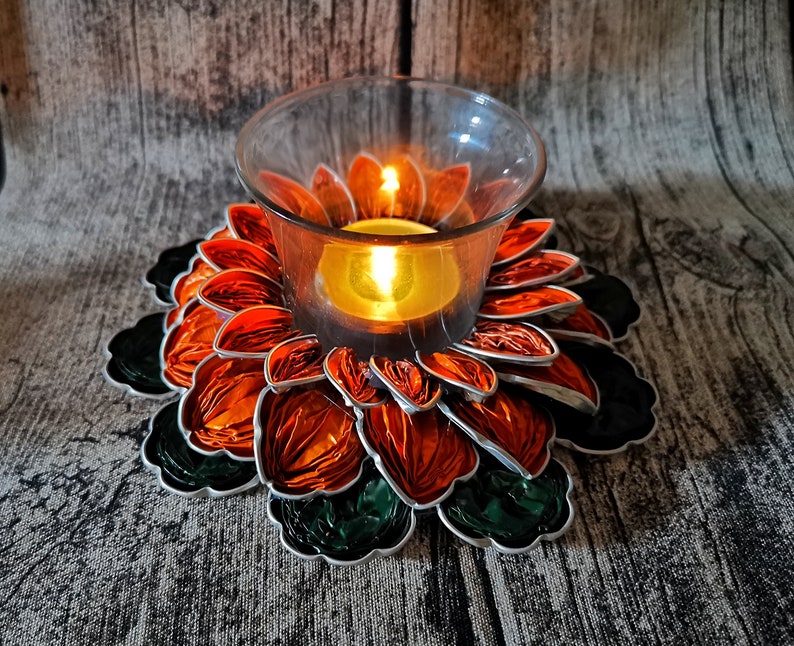 Upcycled Candle Holder Tealight Holder from Nespresso Capsules Alu Glass Concrete image 6