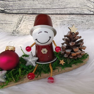 Advent set with upcycled gnome from Nespresso capsules driftwood nature Christmas decoration lucky charm star glass ball Christmas decoration image 4