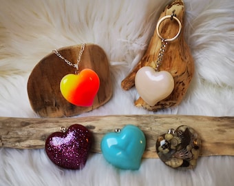 Heart Heart Keychain Pendant Pocket Tree Slice Ocean Gift Resin Resin Necklace