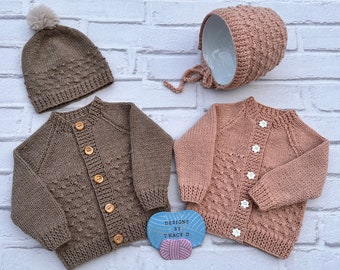 Baby Cardigan, Hat & Bonnet PDF Knitting Pattern