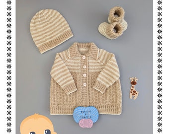Baby Cardigan, Hat & Booties PDF Knitting Pattern