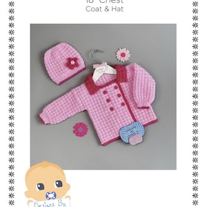 Baby Double Breasted Coat & Hat PDF  Knitting Pattern DesignsByTracyD
