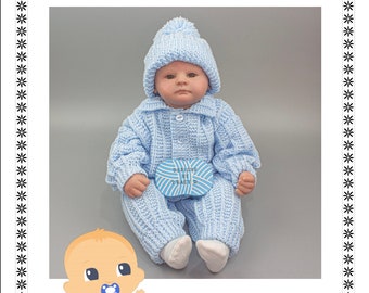 Baby Pram set. Cardigan, Trousers, Hat, Mitts & Booties PDF Baby Knitting Pattern