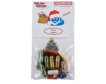 Shit the Glitter - Der Glamour Spaß m. Weihnachtsbotschaft. Perfekt als Wichtel-Geschenk, kleine Aufmerksamkeit/INDIVIDUALISIERBAR