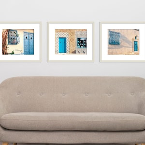 Set of 3 photos of Tunisia, Village of Sidi Bou Saïd, delivered without frames, color or black and white, wall art, fine art, home deco..