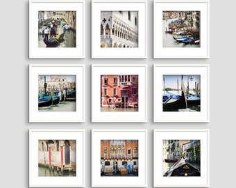 Set of 9 photos, Italy, views of Venice, delivered without frames, color or black and white, square or landscape format, wall art, fine art.