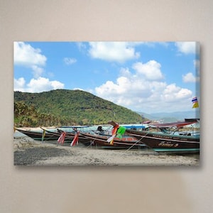 Thailand Photography, Thai Longtails Boats, Koh Samui, Beach, Home deco, fine art, Photo or canvas.