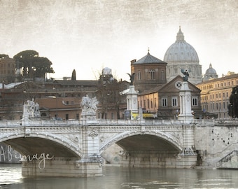 VATICAN AT DUSK ROME SANT ANGELO BRIDGE AT DUSK CANVAS GICLEE 8X10 ART PRINT