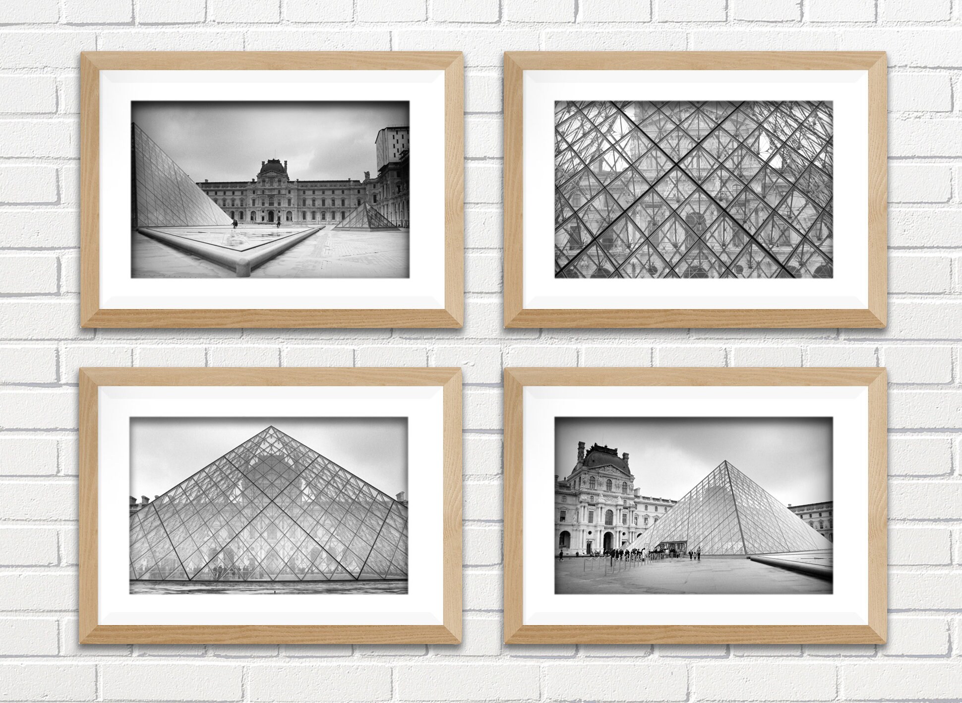 Set of 4 photos, photographs of Paris, delivered without frames, from the Louvre Museum, black and white or sepia, home decor, fine art.