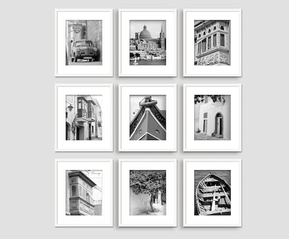 Set of 9 Photos of Malta, Valletta, Color or Black and White