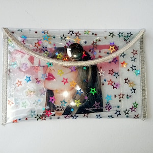Carteira Star Glitter, porta-moedas transparente, porta-cartões transparente, carteira, carteira de cartão de PVC, carteira Kpop coreana, bolsa pequena de gelatina