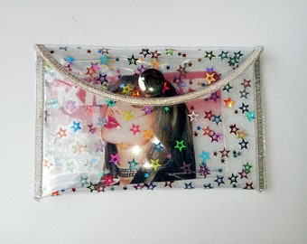 Star Glitter wallet, Clear Coin purse , Transparent Card Holder, Wallet ,PVC Card wallet, Kpop Korean wallet, Jelly tiny pouch