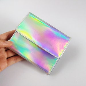 Holographic wallet ,iridescent vinyl wallet, Holographic bag, Metallic wallet