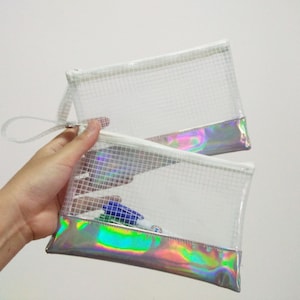 Pencil Case,Holographic Clear Bag,Makeup Bag,Cosmetic bag,Back to School,Transparent bag,Gift for Her image 7