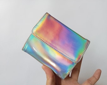 Holographic wallet ,iridescent vinyl wallet, Holographic bag, Metallic wallet