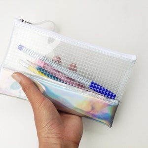 Pencil Case,Holographic Clear Bag,Makeup Bag,Cosmetic bag,Back to School,Transparent bag,Gift for Her image 4