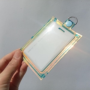 Credencial de identificación holográfica iridiscente, tarjeta de acceso, soporte para credencial de identificación, credencial con rejilla, holográfica
