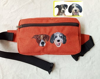 Custom Dog Fanny Pack, Embroidered Dog Belt bag, Pet Portrait, Pet photo CrossBody, Bag Bum bag, Gift for Mom, Dad