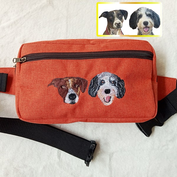 Custom Dog Fanny Pack, Embroidered Dog Belt bag, Pet Portrait, Pet photo CrossBody, Bag Bum bag, Gift for Mom, Dad