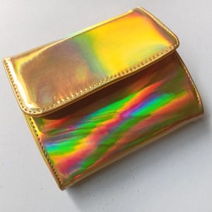 Gold Holographic wallet,vinyl wallet,Holographic bag,Gold wallet