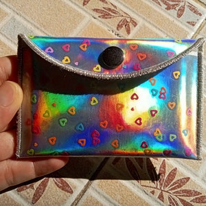 Glitter Heart Holographic Wallet, Coin purse, Hologram wallet, Glitter wallet, Card holder