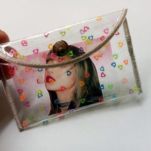 Herz-Blumen-Glitter-Brieftasche, Klare Geldbörse, Transparenter Kartenhalter, Brieftasche, PVC-Kartenbrieftasche, Kpop koreanische Brieftasche, Jelly winziger Beutel