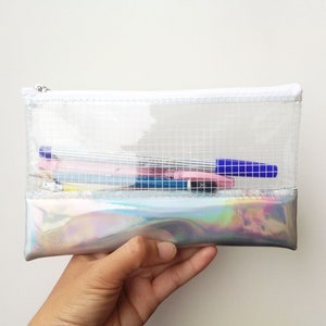 Pencil Case,Holographic Clear Bag,Makeup Bag,Cosmetic bag,Back to School,Transparent bag,Gift for Her image 5