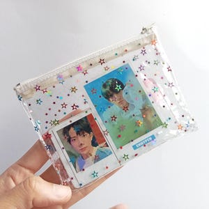 Star Glitter Wallet, Clear coin purse, Transparent pouch, jelly zipper pouch, clear card holder