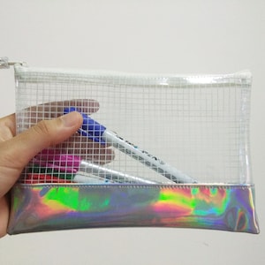 Federmäppchen, Federmäppchen, Holographisch Klare Tasche, Schminktasche, Federmäppchen, Schulanfang, Transparente Tasche, Geschenk für Sie Bild 2