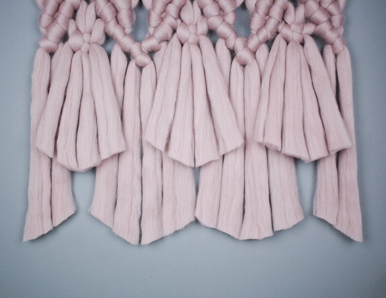 Large Macrame Wall Hanging Made of Merino Wool in Dusky Pink Etsy
