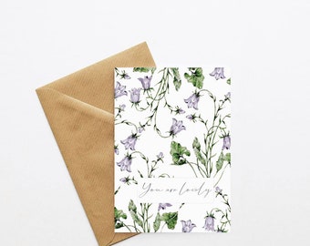 Greeting Card, Bluebells, 'You are lovely', Stationery