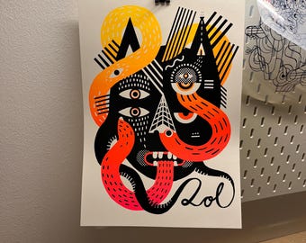 Screenprint/screen printing "LOL"