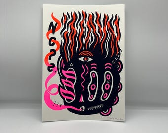 Screenprint/screen printing "NOPE" pink