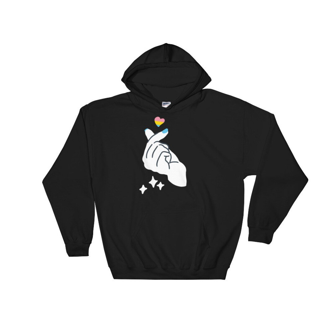 Korean Finger Heart Pansexual LGBTQ Flag Hoodie Aesthetic Kpop Etsy