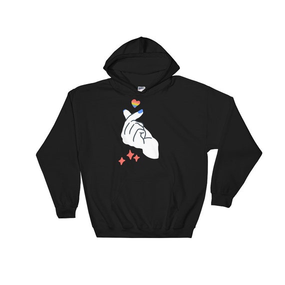 korean heart hoodie