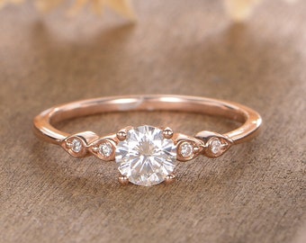 Moissanite Engagement Ring Rose Gold Solitaire Marquise Diamond Bridal Ring Dainty Promise Ring Women Wedding Anniversary Gift For Her