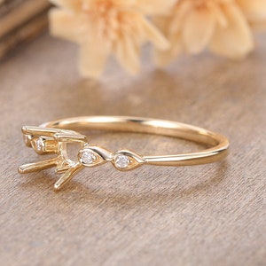 Diamond Engagement Ring Setting Vintage Art Deco Diamond Stone Semi Mount Bridal Rose Gold Ring Setting Dainty Ring Anniversary for