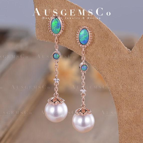 Pearl and 2024 opal earrings