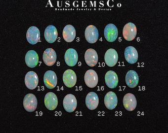 6x8mm AAA Top Quality Natural Australian Opal Oval Shaped Cabochon Fire Opal Loose Stone, White Base With Pink/Gold Fire