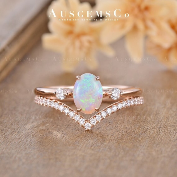 Opal and diamond shop rose gold ring