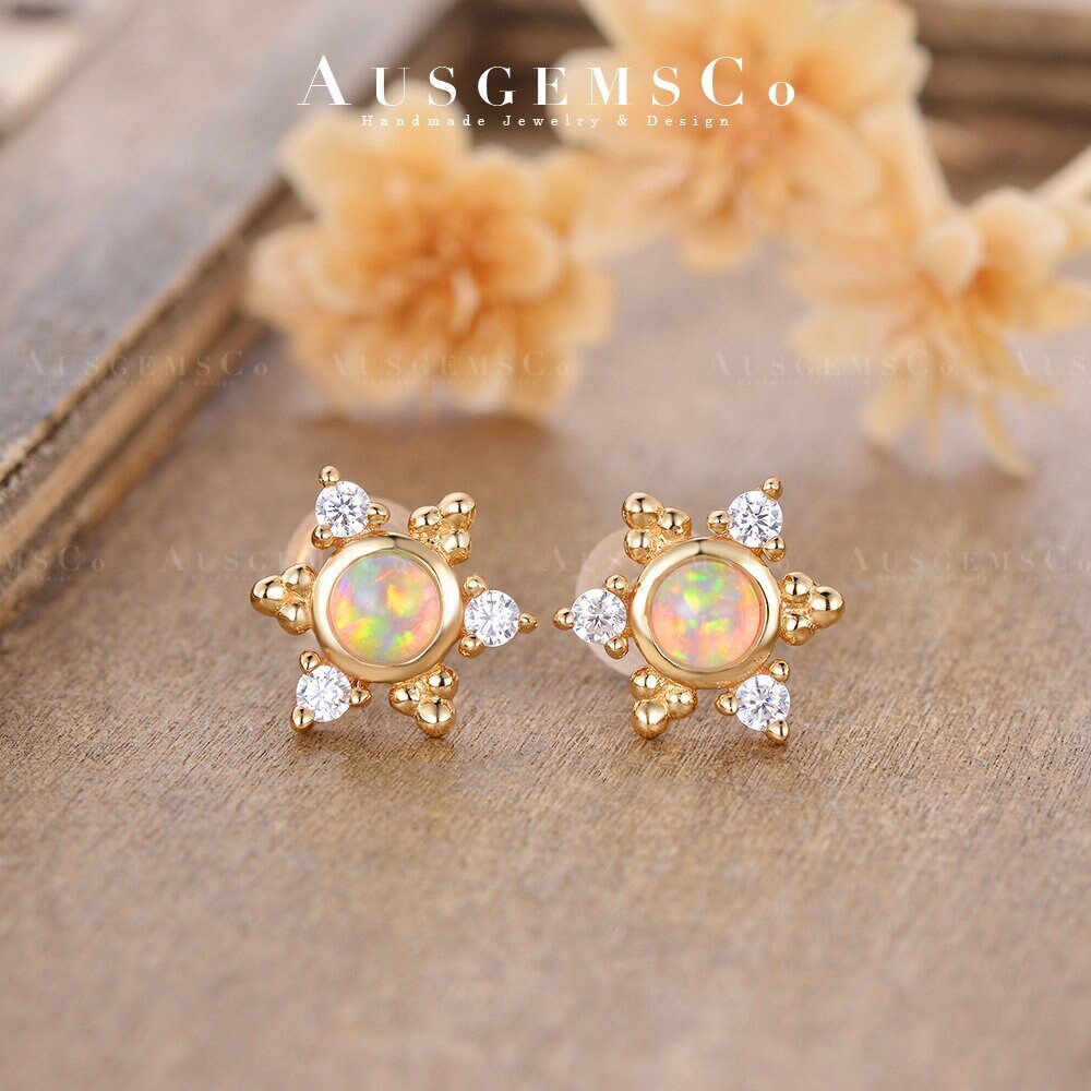 オーストラリア産オパール スタッズピアス s925 花モチーフ オーストラリア産オパール スタッズピアス s925 花モチーフ フラワー