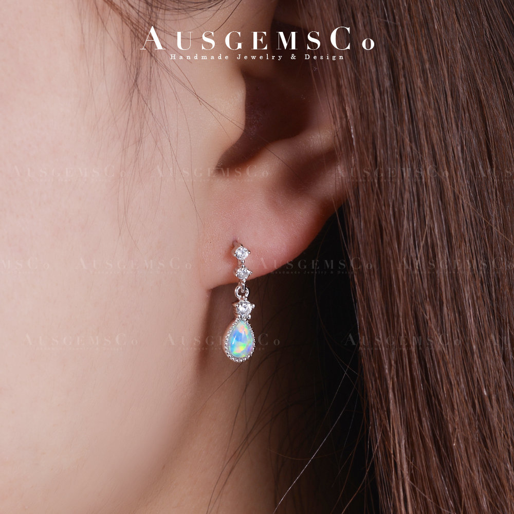1.58 carati in oro bianco 14 K Solid orecchini a cerchio con pendenti